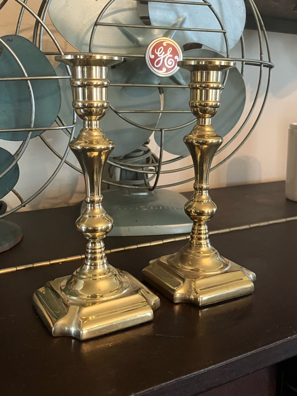 Vintage 1980s Academia Solid Brass Candlestick Pair